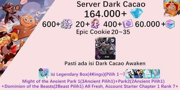 Gambar Product Cookie Run Kingdom(Dack Cacao Server)DC2 starter account