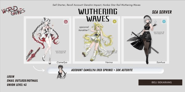 Gambar Product [Sea Server] Account Camellya [Red Spring] + 30k Asterite Union level 40+