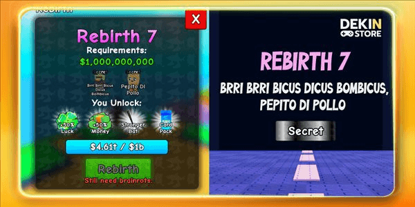 Gambar Product Paket Rebirth 7 | Plants Vs Brainrots