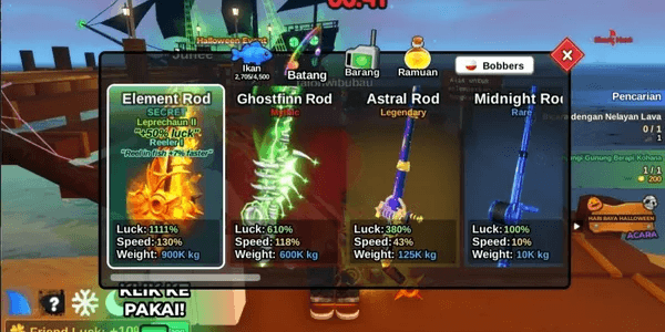 Akun Fish It [ Element Rod ]