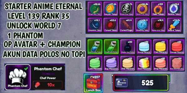 Gambar Product OP ANIME ETERNAL DATA PLAIN STARTER ACCOUNT