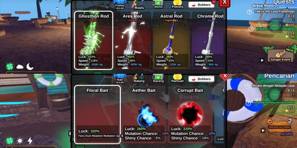 Gambar Product AKUN FISH IT! RIGHT FLAT GHOSTFINN ROD + AETHER BAIT