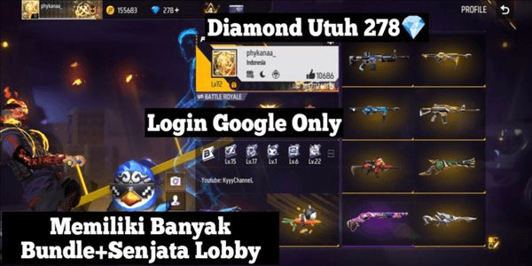 Gambar Product Newbie Level 20 Safe & Trusted 100% Free Fire Account