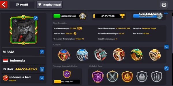 Gambar Product #25 SULTAN ACCOUNT Level 247 + 7 MAX Cues + 20 Legend Cues + Full Country Cues + 6 Max Pool Pass Cues + Galaxy & Supreme Cues + VIP BD + CCP 77'