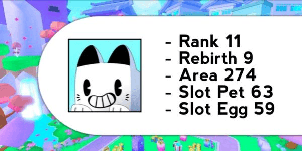 Gambar Product Account Rank 11 - Max Area | Pet Simulator 99