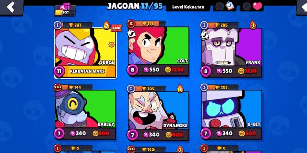 Gambar Product Akun Brawl Starts ada hero legends Murmer