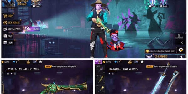 Gambar Product SELL FREE FIRE ACCOUNT SG TRUMPET | STRAW HAT | BNL PINK & ANGLE PANTS