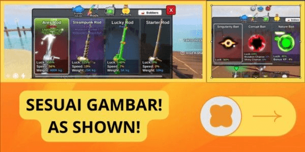 Gambar Product FISH IT ACCOUNT AS PER IMAGE (Ares Rod + Singularity Bait)