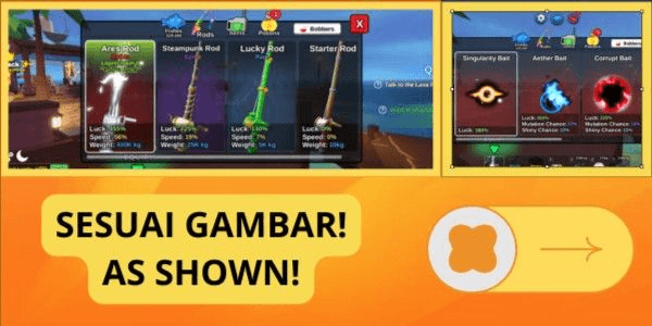 Gambar Product FISH IT ACCOUNT AS PER IMAGE (Ares Rod + Singularity Bait) #1