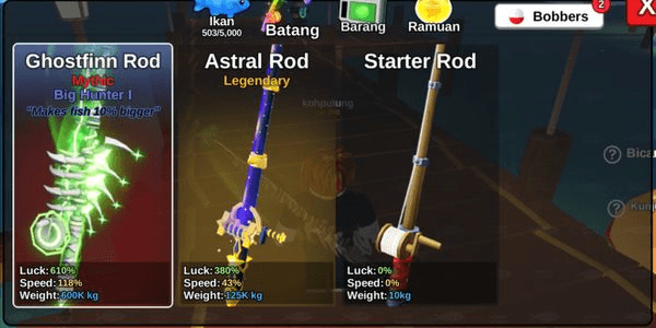 Gambar Product Lv 290, Ghostfinn Rod, Astral Rod, Aether Bait, Giant Squid, Big Shiny Blob Shark, Coin 2M