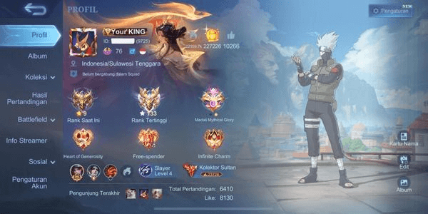Gambar Product Akun Skin 659, 11 Skin Legend, 21 Collector, NARUTO Haya, JJK Julian, ABYSS Moskov, 4 EXO, 3 HERO, 2 VASSEL, 2 11,11, 6 TF, 6 KOF, 3 RECALL EPIC