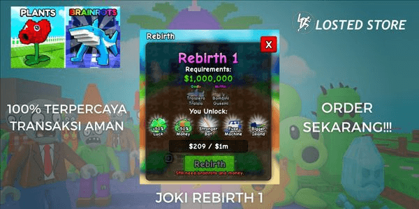 Gambar Product JOKI REBIRTH 1 | PLANTS VS TRUSTED BRAINROTS