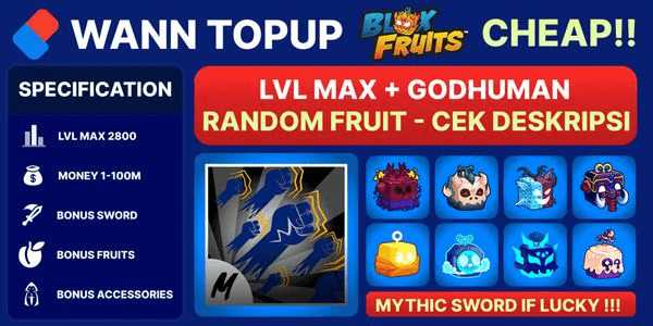 Gambar Product Akun Blox Fruit LEVEL MAX [GODHUMAN]