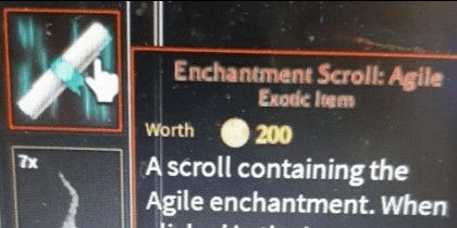 Gambar Product Enchantment Scroll: Agile | Arcane Odyssey (EXOTIC ITEM)