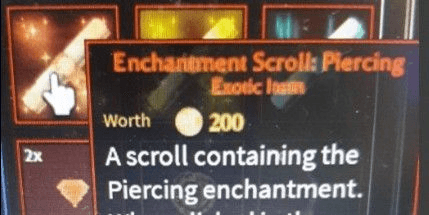 Gambar Product Enchantment Scroll: Piercing | Arcane Odyssey (EXOTIC ITEM)