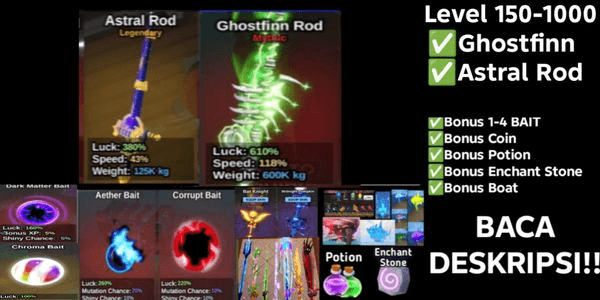 Gambar Product Akun Fish It [Bonus Rod + Bonus Bait + Bonus Coin]