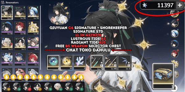 Gambar Product [AKUN LUCKY][11.3K ASTRITE] QIUYUAN C6 SIGNATURE + SHOREKEEPER SIGNATURE STD + VERINA + LINGYANG + JIANXIN + FREE BOX SELECTOR+CHECK DESC! [SEA]#A31