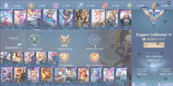 Gambar Product (31) Akun Mlbb Emblem Max 3, Col Nata, Valir, Skin Setara Epic 22
