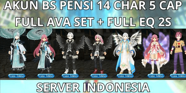 Gambar Product AKUN BS PENSI 14 CHAR 5 CAP MAX LVL 305 SERVER INDONESIA, FULL AVA SET+HIGH AVA STAT, FULL EQ 2S SIAP PAKAI, VIA MQ, ANTI HACKBACK, SUPER MURMER