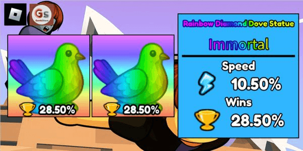 Gambar Product RAINBOW DIAMOND DOVE STATUE WINS 28.50% + SPEED 10.50% - Climb and Jump Tower