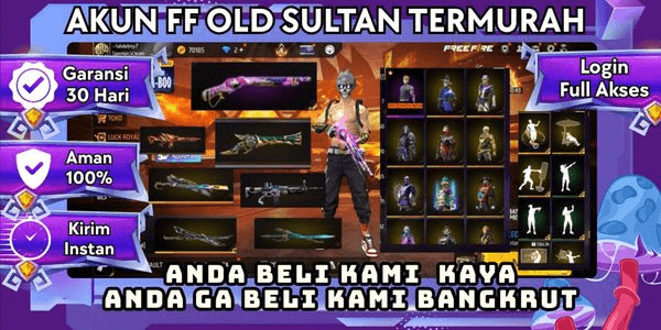 Gambar Product AKUN FF OLD SULTAN, M1887 RAPPER UNDERWORLD - EMERALD POWER, BUNDLE OLD SENJATA 411 VAULT 471 EMOTE 58 KATANA LOBY 4