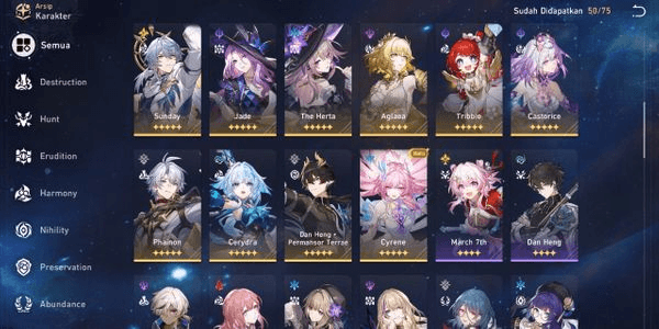 Gambar Product Akun HSR (Lv 70) Cyrene + Dan Heng Permansor Terrae + Cerydra + Phainon + Castorice (Sign) + Tribble + The Herta + Aglea + Jade (Sign) + Sunday dll