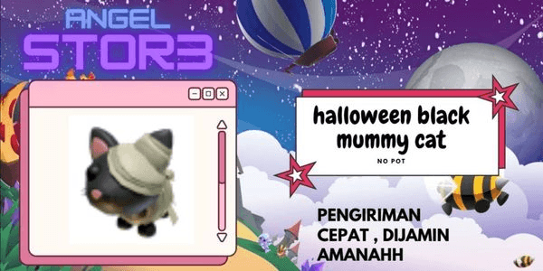 Gambar Product Halloween Black Mummy Cat