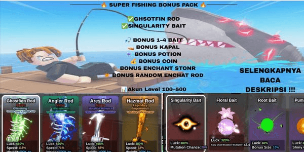 Gambar Product AKUN FISH IT! GHSOTFIN ROD + SINGULARITY BAIT