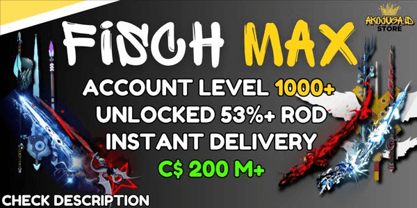 Gambar Product Akun Fisch - Level 1000 (MAX) | 75% Rod Unlocked - C$ 150M+ - Unlocked Submarine