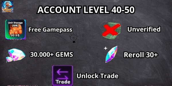 Gambar Product STARTER ACCOUNT AA (LEVEL 40-50 + 35K GEMS + 30 REROLL)