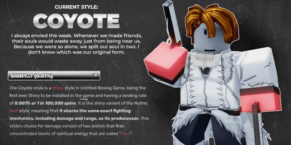 Gambar Product Account Shiny Coyote Style - Untitled Boxing Game (UBG)