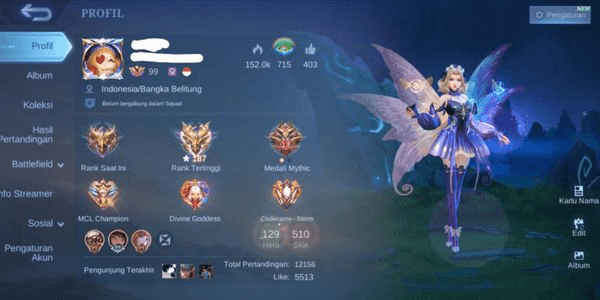 Gambar Product Akun MLBB  – Legend Saber & Lunox, Collab Skin AOT, Star Wars, JJK, Exorcist , NeoBeast