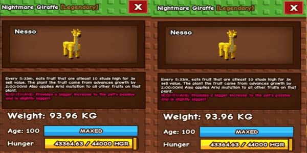 Gambar Product Titan Giraffe | 90KG+ | Grow A Garden | Gift/Trade