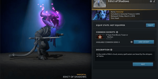 Gambar Product Edict of Shadows (Immortal TI8 Riki)