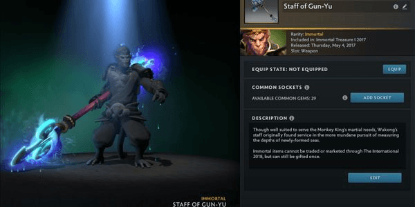 Gambar Product Staff of Gun-Yu (Immortal TI7 Monkey King)