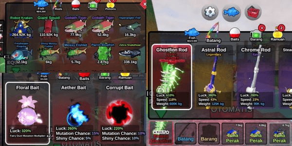 Gambar Product AKUN FISH IT! RIGHT FLAT GHOSTFINN ROD + AETHER BAIT