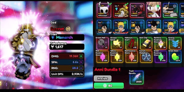 Gambar Product Account Monarch God / Dio Over Heaven - Anime Vanguards