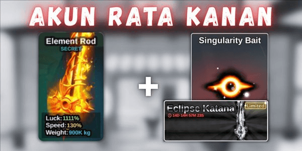 Gambar Product Akun Element Rod, Singularity Bait + Limited Skin Rod | Starter Secret Limited