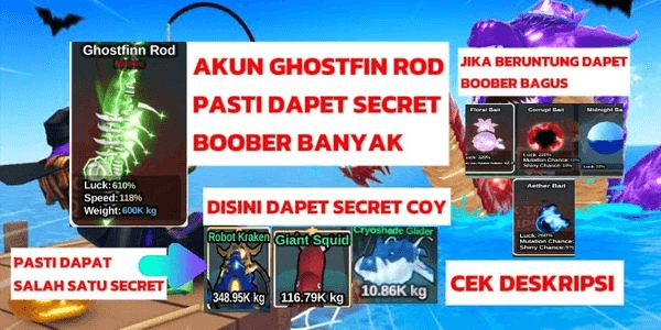 Gambar Product GHOSTFIN ROD ACCOUNT MANY BONUSES