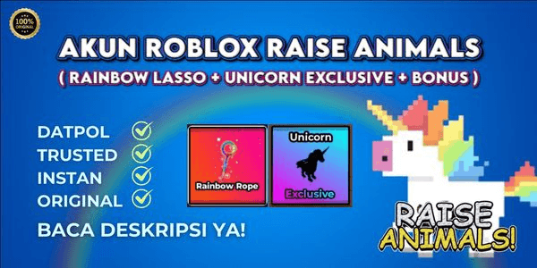 Gambar Product Akun RBL Startup Raise Animals ( Rainbow Lasso + Unicorn Mutation + Bonus )