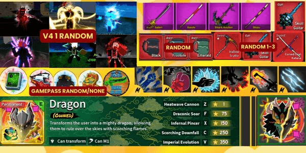Gambar Product ACCOUNT BLOXFRUIT LEVEL MAX-V4 1 RANDOM-GODHUMAN-PERM DRAGON-RANDOM CDK/HS/TTK-GAMEPASS RANDOM/NONE-RANDOM DRAGON SKIN-MYTHICAL FRUIT