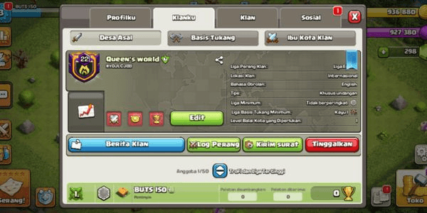 Gambar Product Clan Level 22 Nick Keren Ibukota Max Level 10