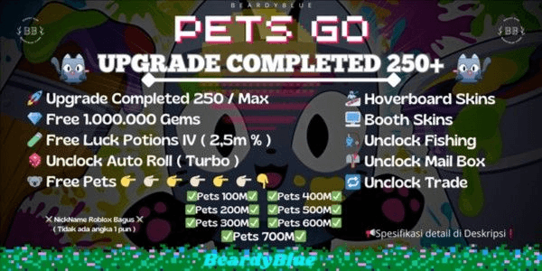 Gambar Product Pets Go Account | Upgrade Completed 250+ | Bonus 1,000,000 Diamonds | Unlocked Trade & Booth | Instant Delivery