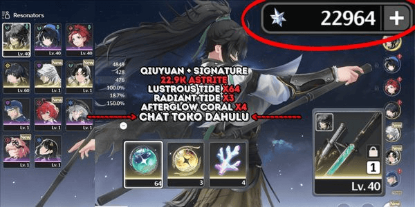 Gambar Product [22.9K ASTRITE][5SSR] QIUYUAN + SIGNATURE + CALCHARO + JIANXIN + BLOODPACT + CHECK DESC! [SEA] #A28