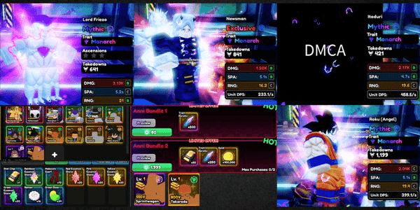 Gambar Product Account 4 Monarch (Monarch Itadori, Monarch Frieza, Monarch Roku, Monarch Newsman) - Anime Vanguards