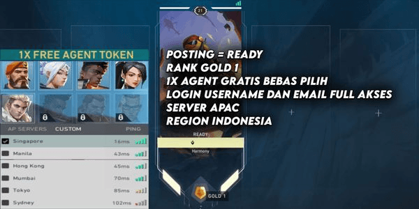 Gambar Product Account Starter Level 20 Valorant, Smurf, Ready for Competitive Valo