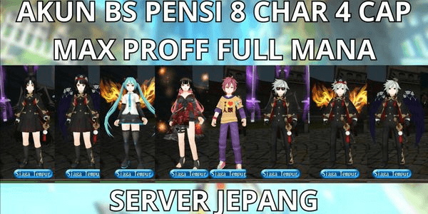 Gambar Product AKUN BS PENSI MAX PROFF 270, 8 CHAR 4 CAP MAX LVL 290 SERVER JEPANG, FULL MANA+ADV BANYAK, HIGH PP&MP. NO MOD, ANTI HACKBACK,SUPER MURMER