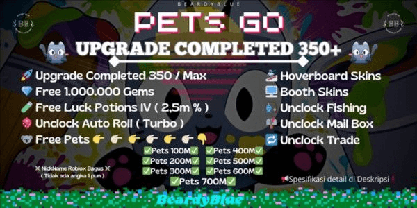 Gambar Product Pets Go Account | Upgrade Completed 350+ | Bonus 1,000,000 Diamonds | Unlocked Trade & Booth | Instant Delivery