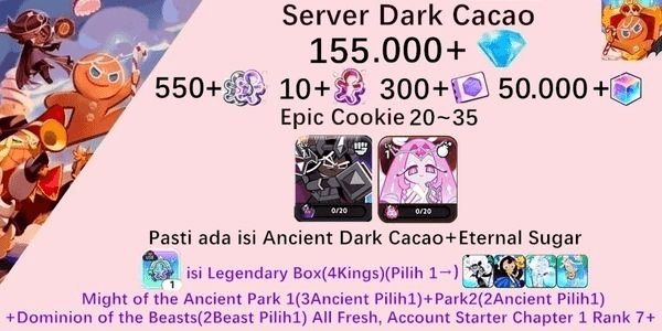 Gambar Product Cookie Run Kingdom(Dack Cacao Server)DC3 starter account