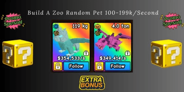 Gambar Product Build A Zoo Random Pets 300-399k/Second + Bonus